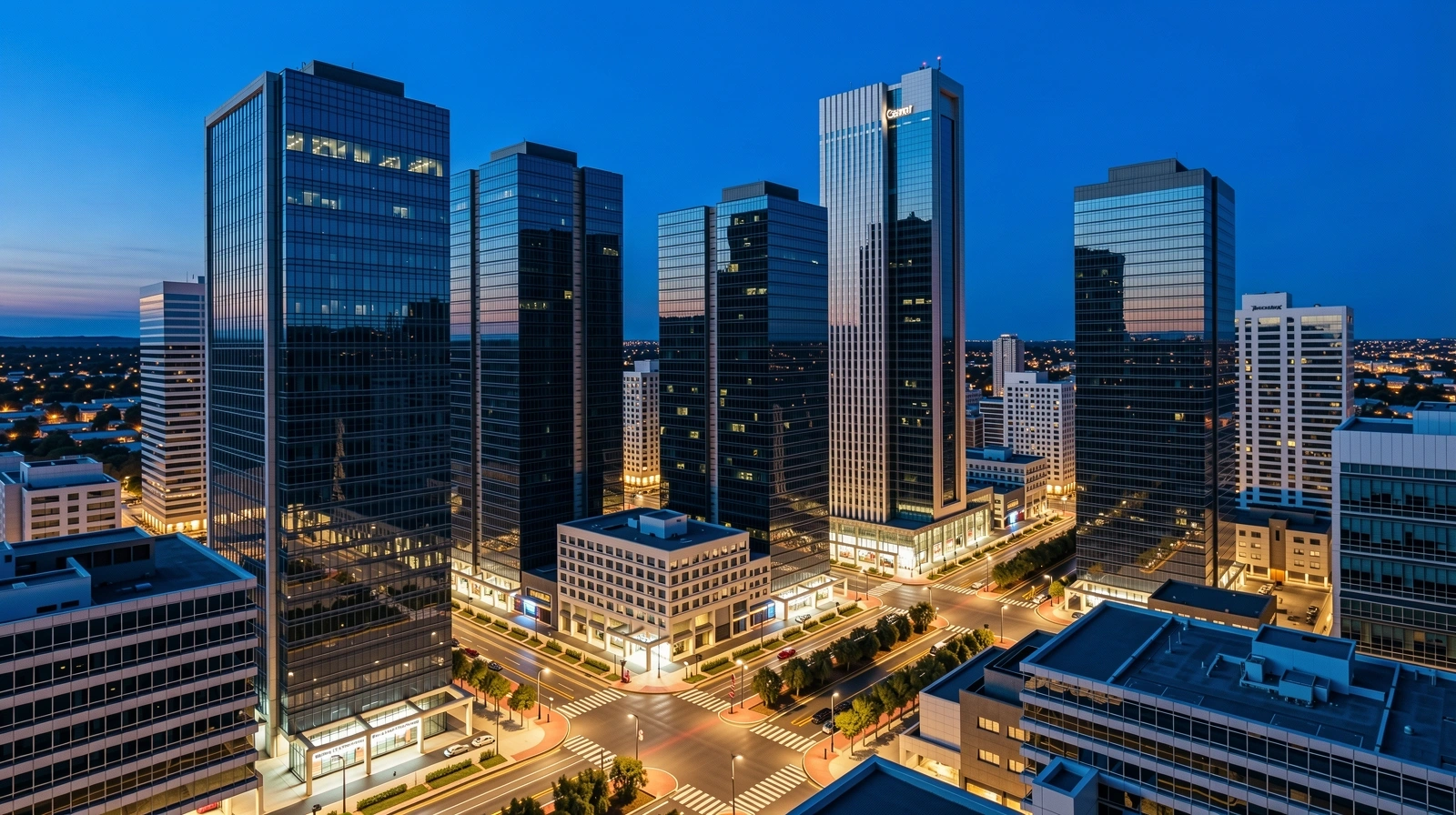 Perth financial district at twilight